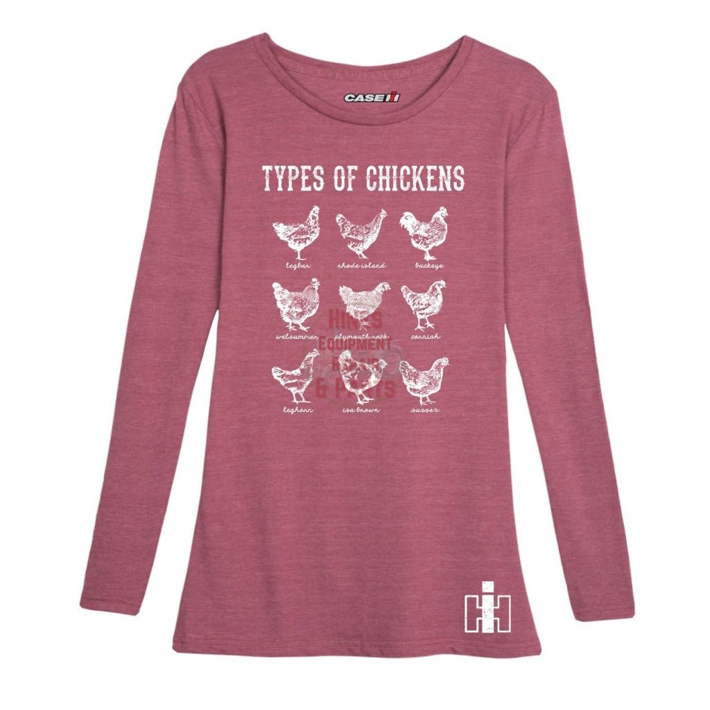 Types of Chickens Case IH Branded Long Sleeve Women's T-Shirt - Hines Equipment Repair & Parts